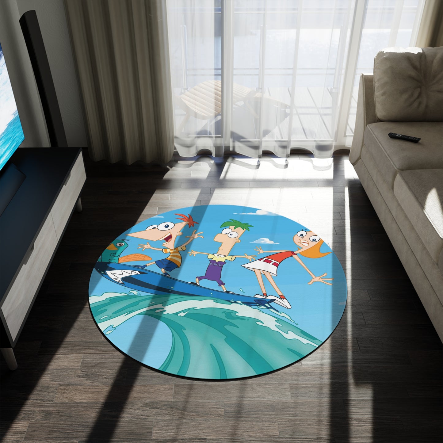 phineas and ferb Round Rug