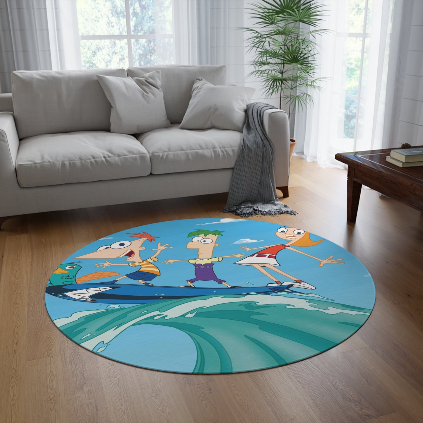 phineas and ferb Round Rug